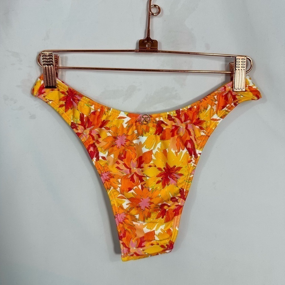 NWOT Vix Hermanny orange floral bikini bottoms size M